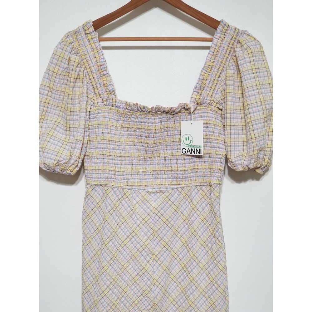 NWT GANNI Seersucker Check Midi Dress Multicolor Size EU 40/ US 8 $260 - Picture 8 of 16